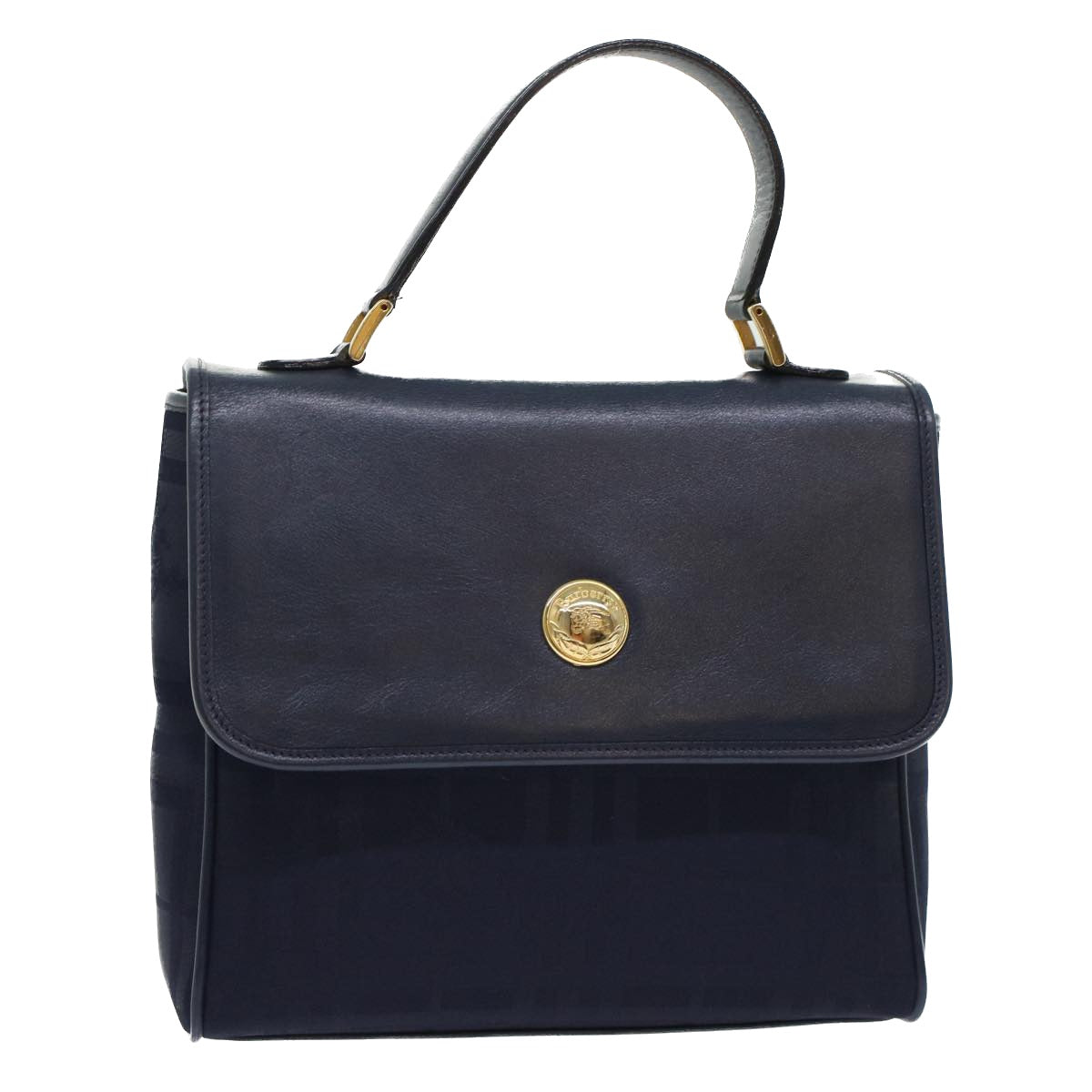 Luxury BurberrySs Nova Check Hand Bag Nylon Leather Blue Auth yk7428
