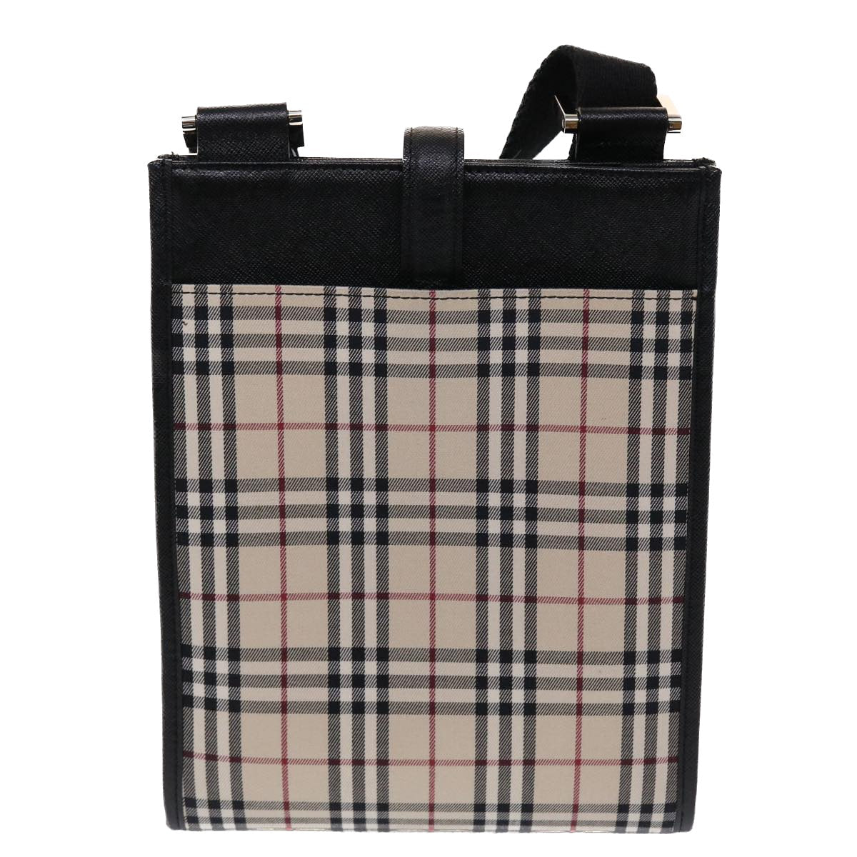 Luxury Burberry Nova Check Shoulder Bag Canvas Beige Black Red Auth yk7666B