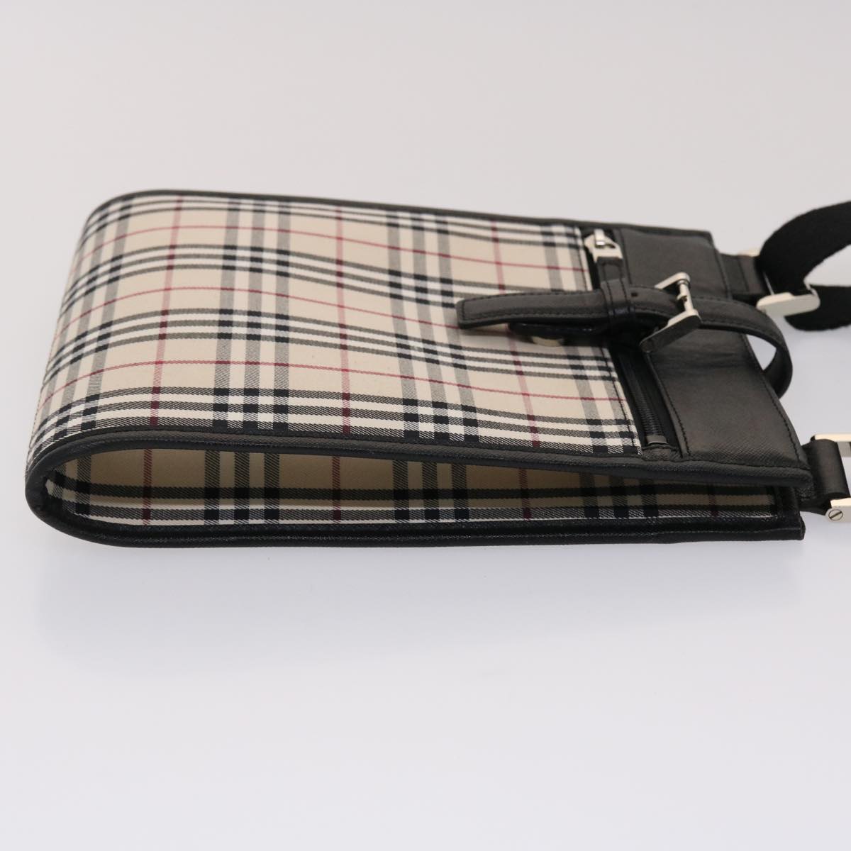 Luxury Burberry Nova Check Shoulder Bag Canvas Beige Black Red Auth yk7666B