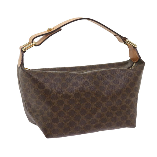 Luxury CELINE Macadam Canvas Hand Bag PVC Leather Brown 9399