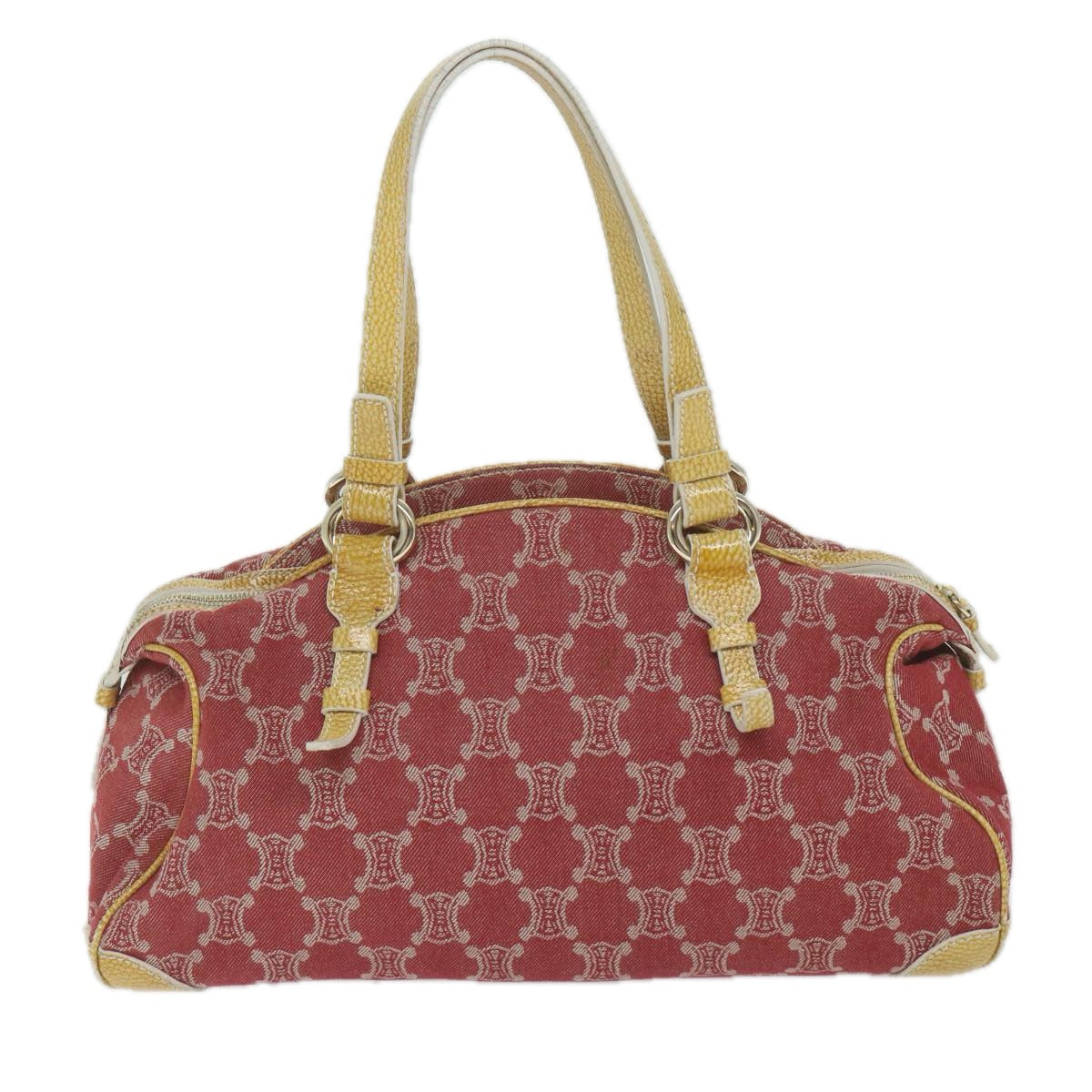 Luxury CELINE Paris Macadam Canvas Shoulder Bag Red 9681