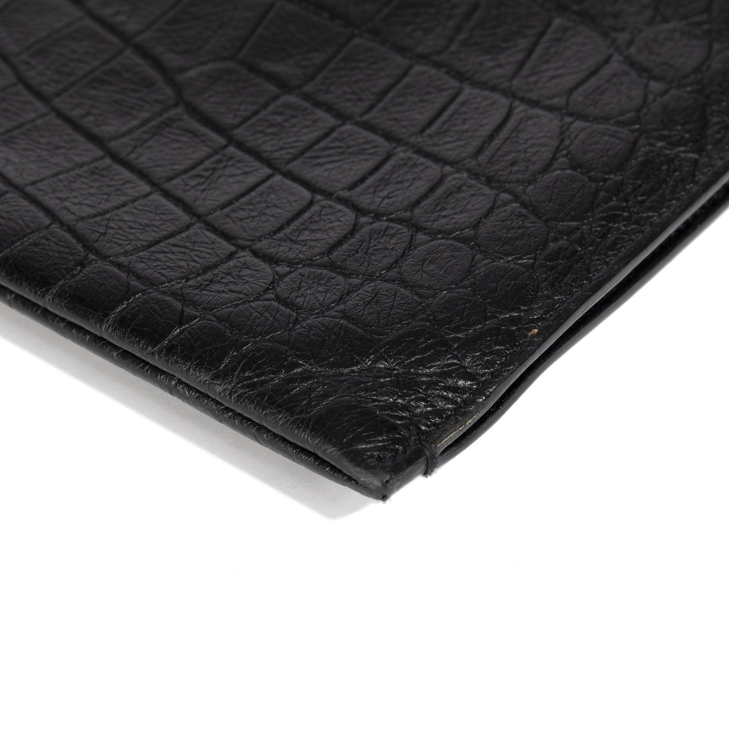 Yves Saint Laurent Crocodile Embossed Zip Pouch