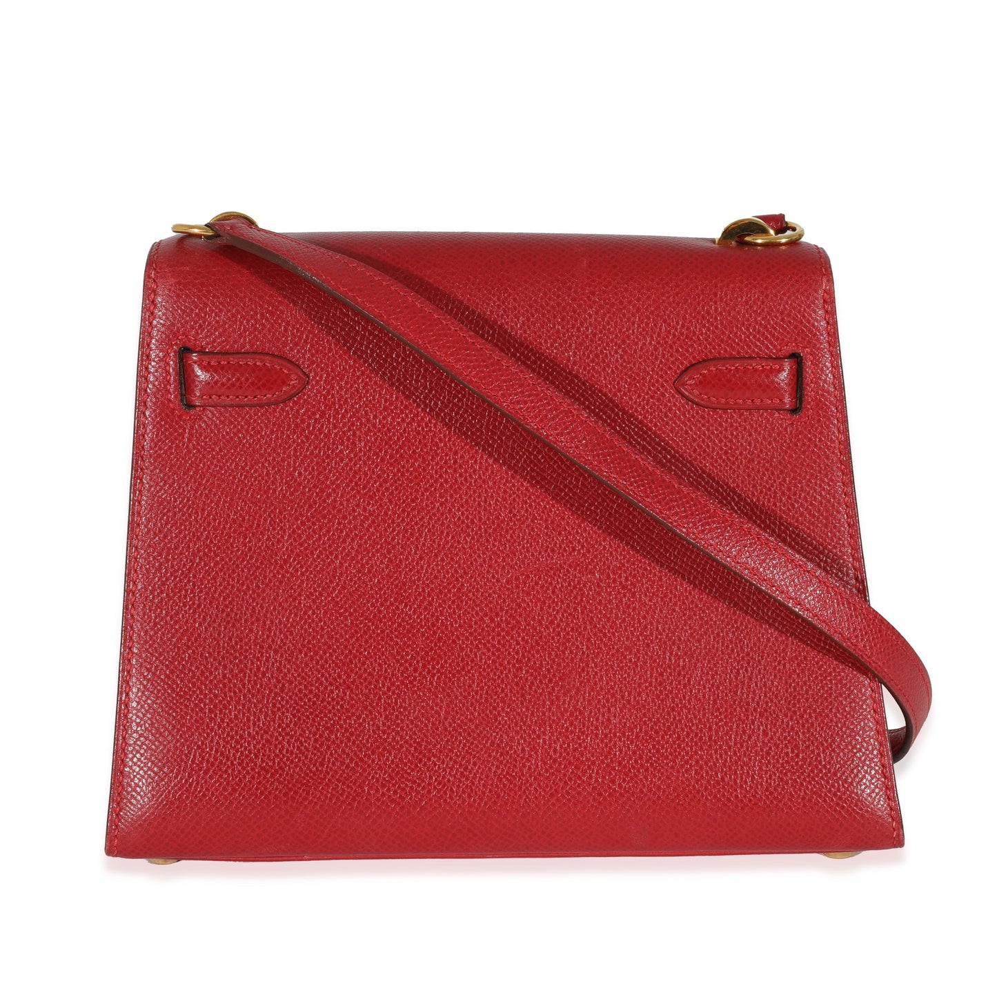 Luxury Hermes Vintage Rouge Vif Courchevel Mini Sellier Shoulder Kelly 20 GHW