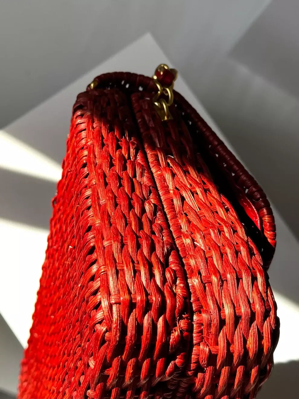 Chanel  2001 Red Wicker Shoulder Bag