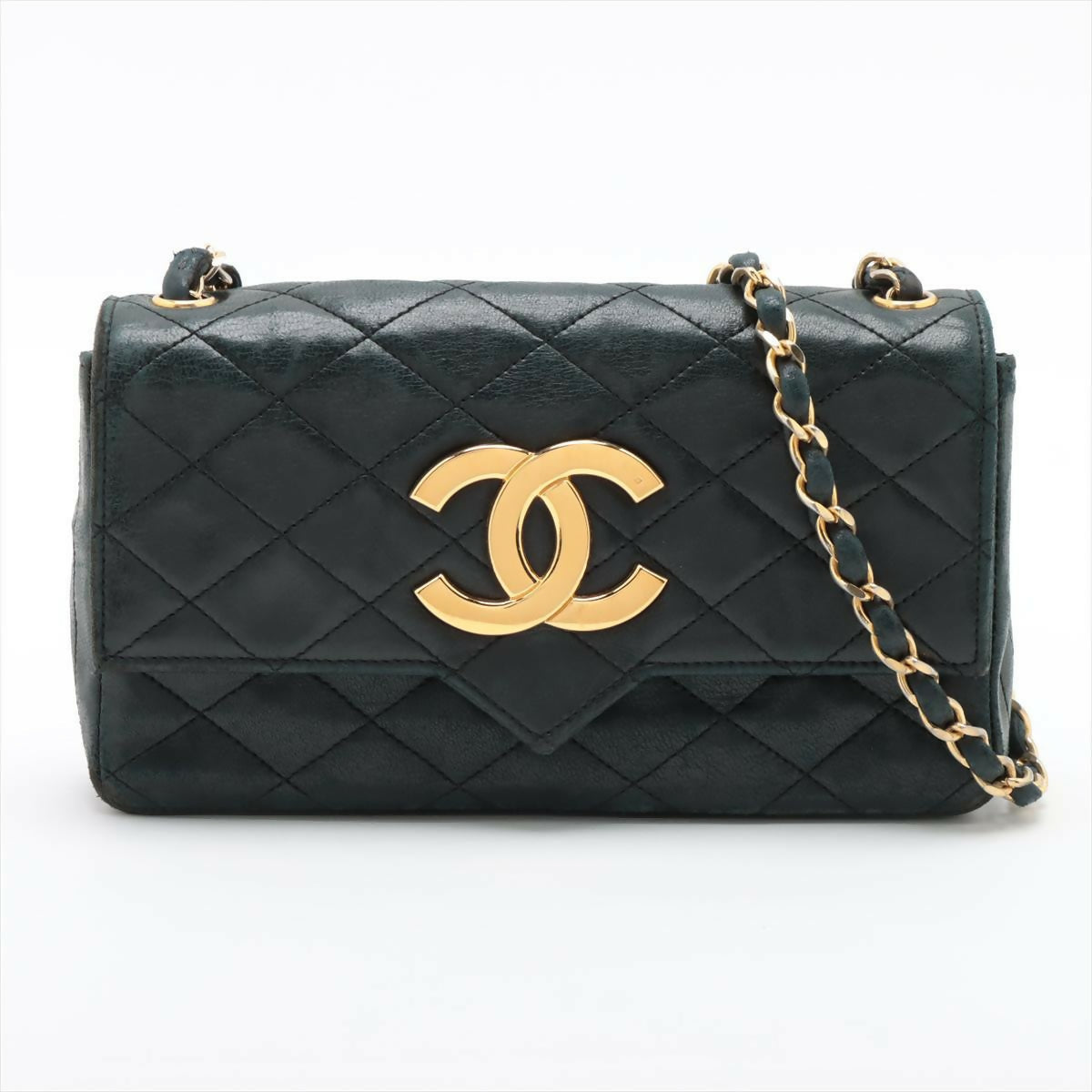 Chanel  Black Navy Lambskin Big Coco Matelasse Flap Shoulder Bag