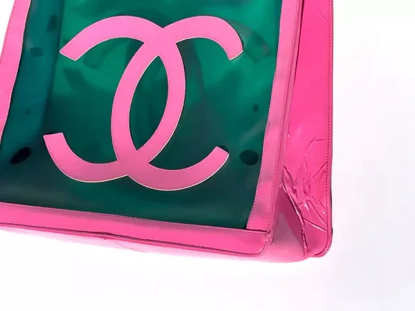Chanel 1995  Barbie Pink Patent PVC Chunky Chain Tote Bag