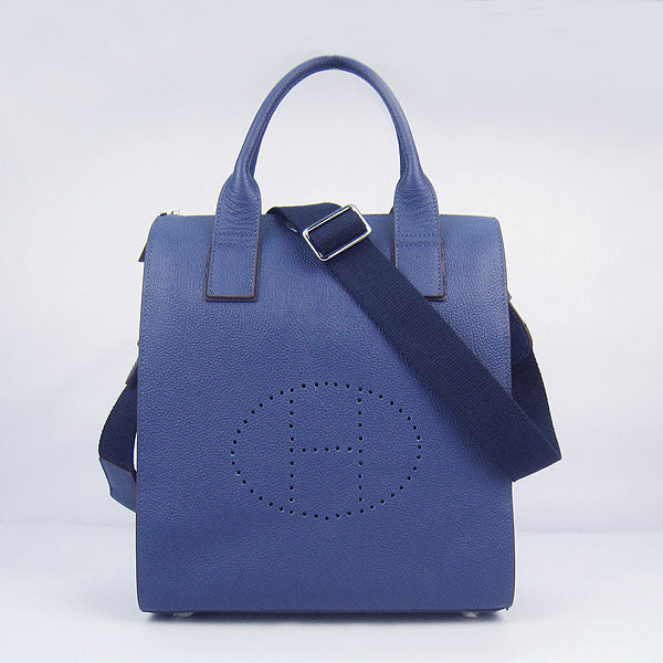 Luxury Hermes Toolbox 8076 Mens Cow Leather Blue